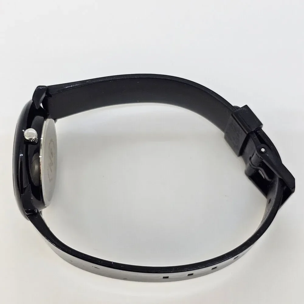 QQ Unisex Watch 37MM White Dial Black Plastic Band Straps New‎ Battery